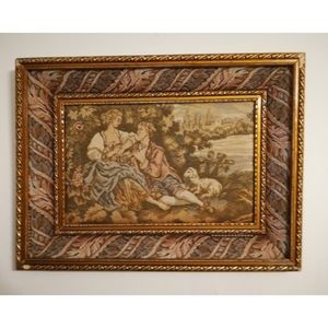 Antique Victorian Framed Tapestry
